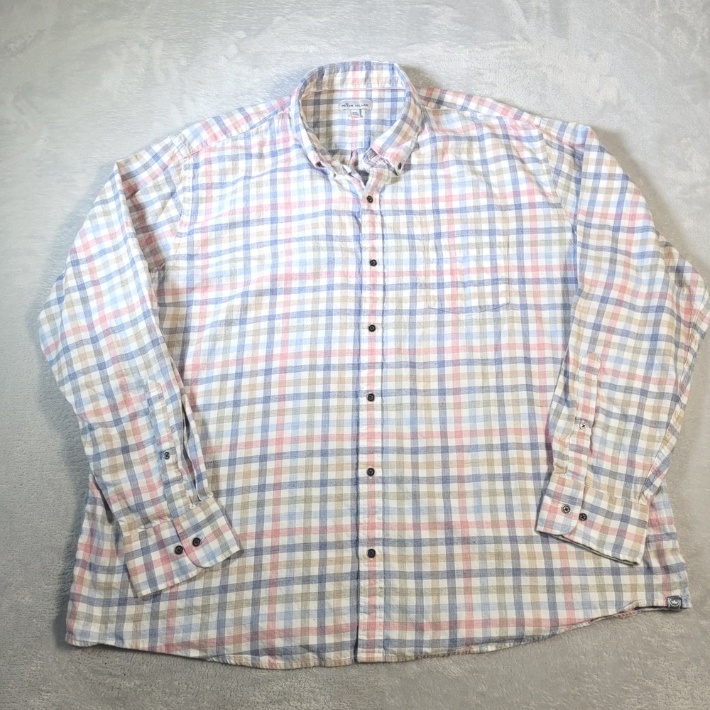 Peter Millar Shirt Mens XXL Multi Color Plaid Button Down Cotton Long Sleeve